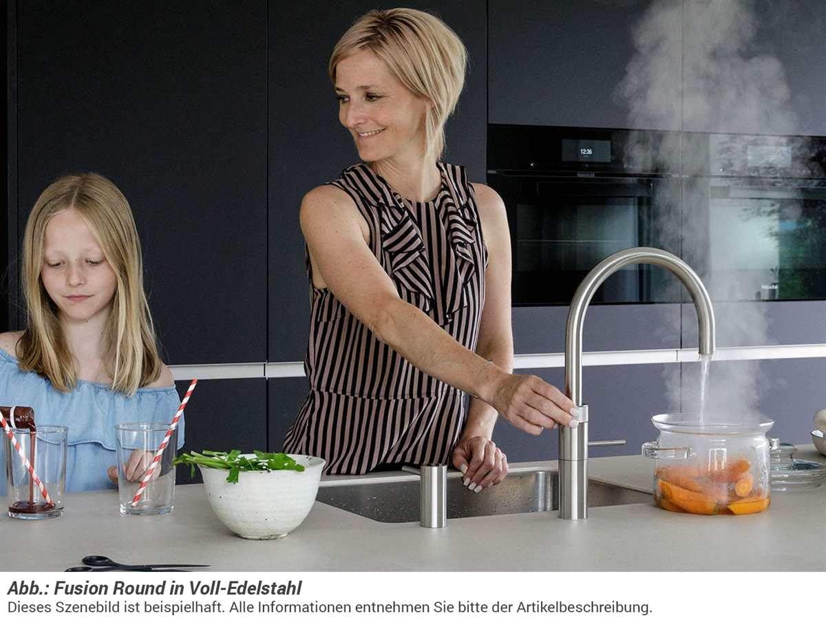 Quooker COMBI+ 2.2E & CUBE | Fusion Round Edelstahl Sprudel-/Kochendwassersystem