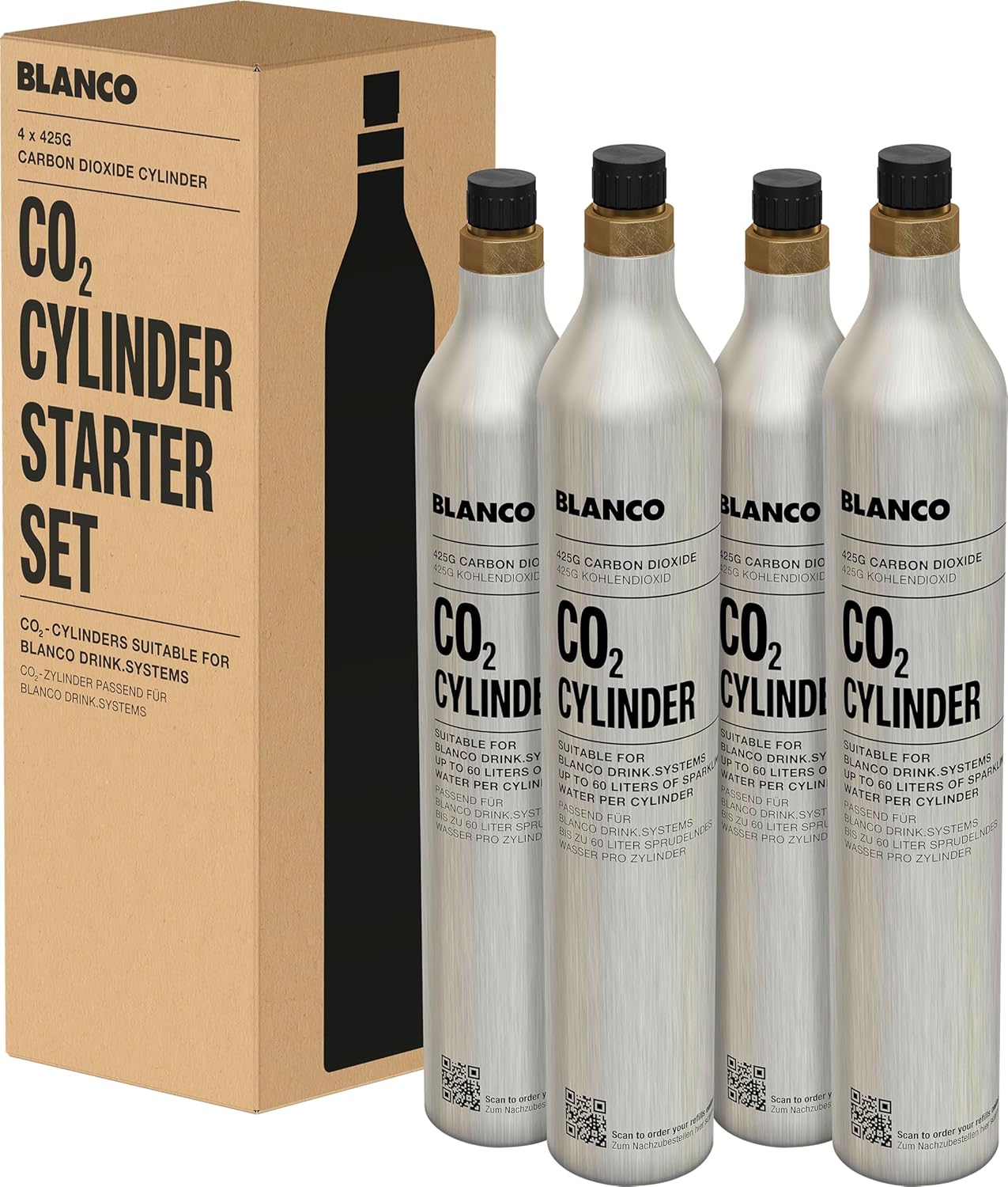 BLANCO Starterset CO2-Zylinder 4er Set | Passend zu Drink.soda &CHOICE.all