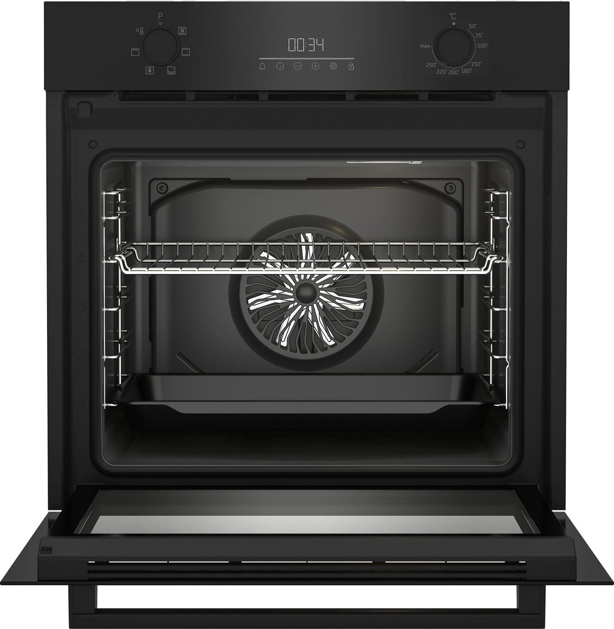 BEKO Einbaubackofen BBIE17300B b300, mit Teleskopauszug nachrüstbar, SteamShine, Gleichmäßige Heißluft für perfekte Ergebnisse dank Aeroperfect