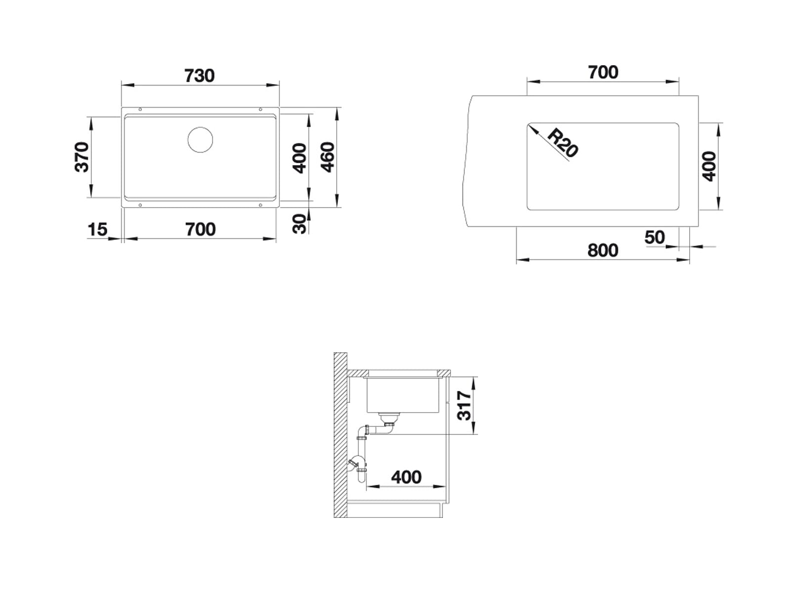 Blanco Etagon 700-U - Silgranit®-Spüle, Inklusive 5 Jahre Garantie