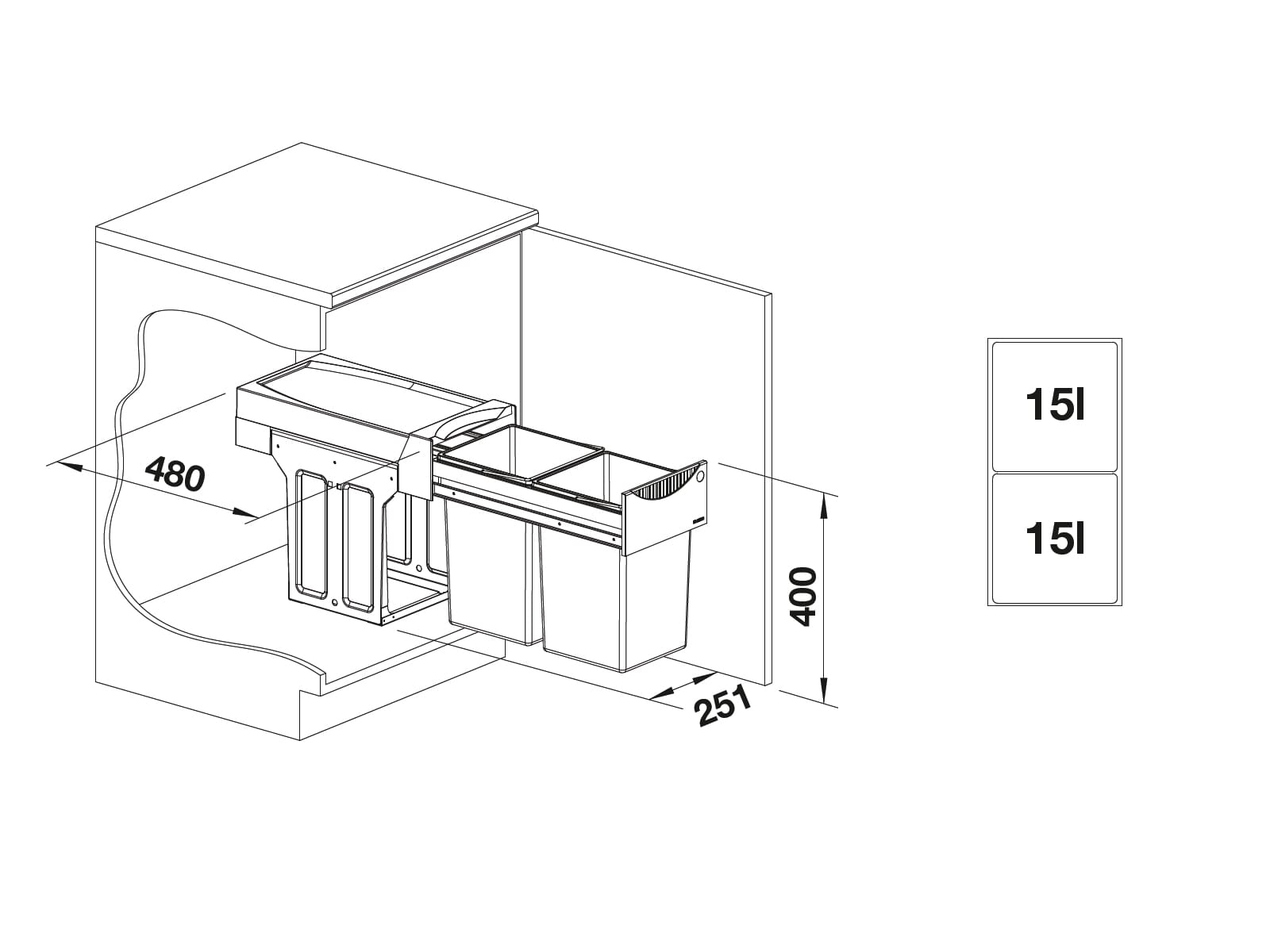 Blanco Botton II 30/2 - 526376 Einbau Abfallsammler