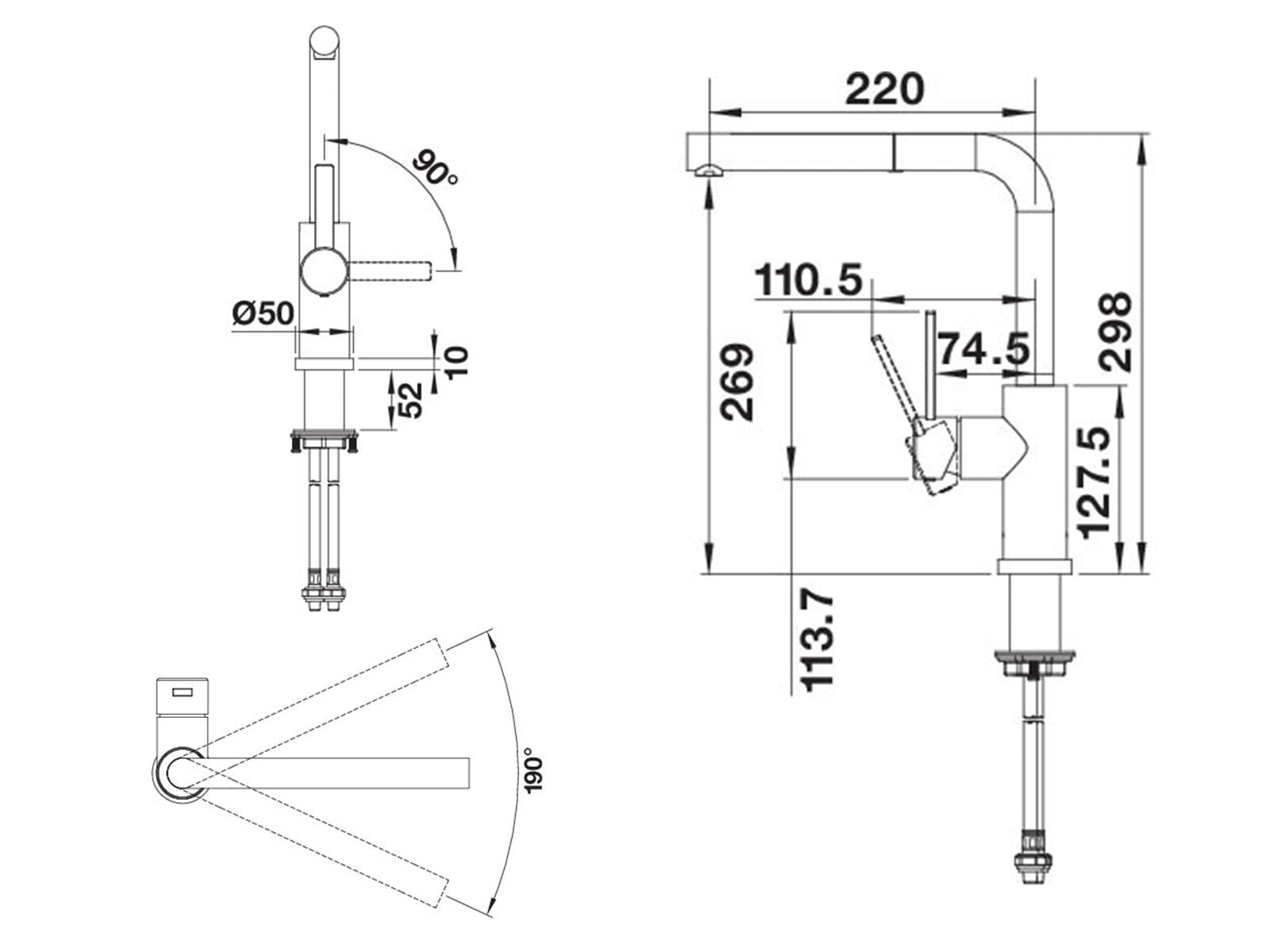 Blanco Lanora-SF 526180 Edelstahl Gebürstet Hochdruckarmatur
