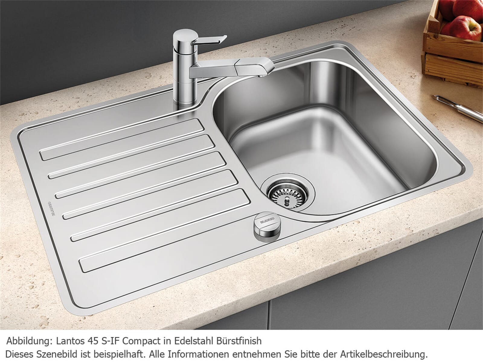 Blanco Lantos 45 S-IF Compact Edelstahlspüle Bürstfinish- Inklusive 5 Jahre Garantie
