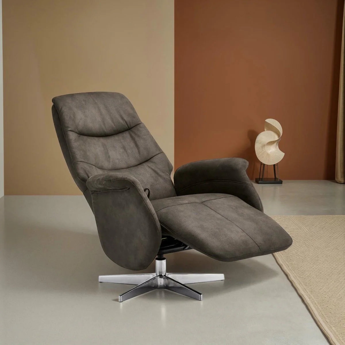 Furnhouse Delta Manueller Relaxsessel - Stoffbezug Taupe Grau