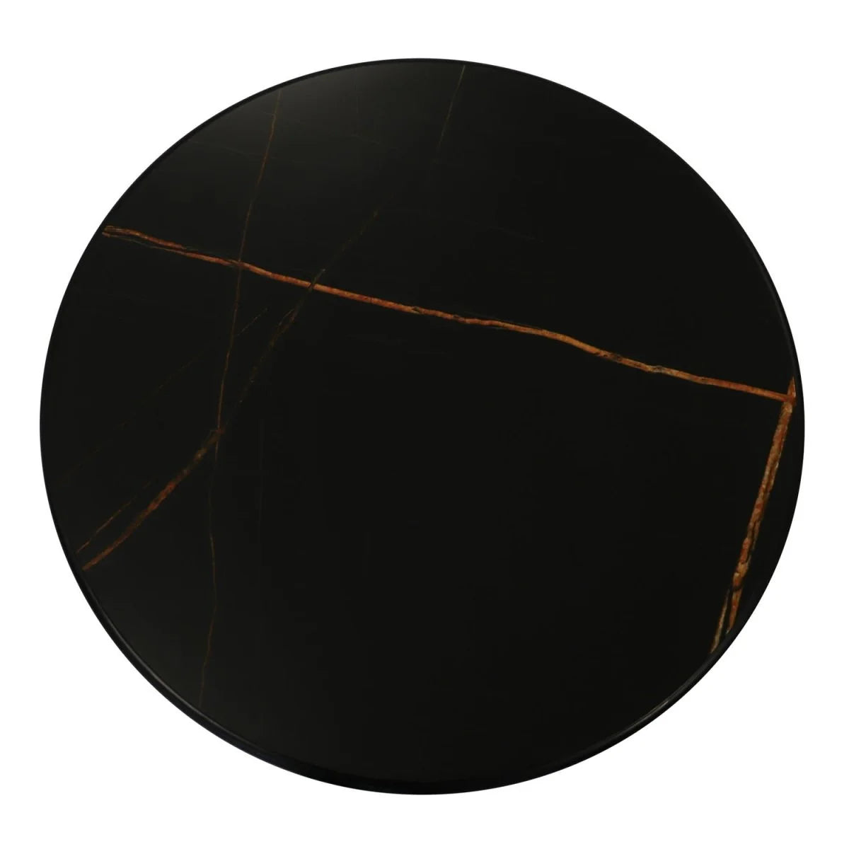 Furnhouse Easy Couchtisch Rund ø60 cm - Marmoroptik & Lamellenoptik Schwarz