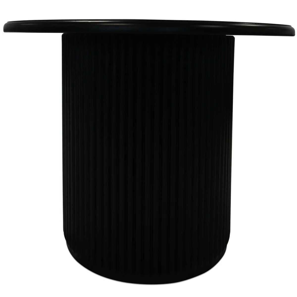 Furnhouse Easy Couchtisch Rund ø80 cm - Marmoroptik & Lamellenoptik Schwarz