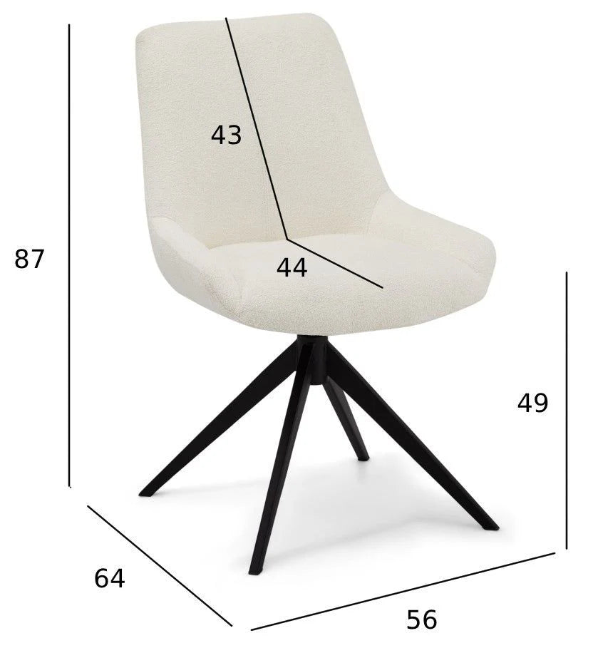Furnhouse Helena Esszimmerstühle 2er Set - Drehbar, Bouclé-Stoff Weiß