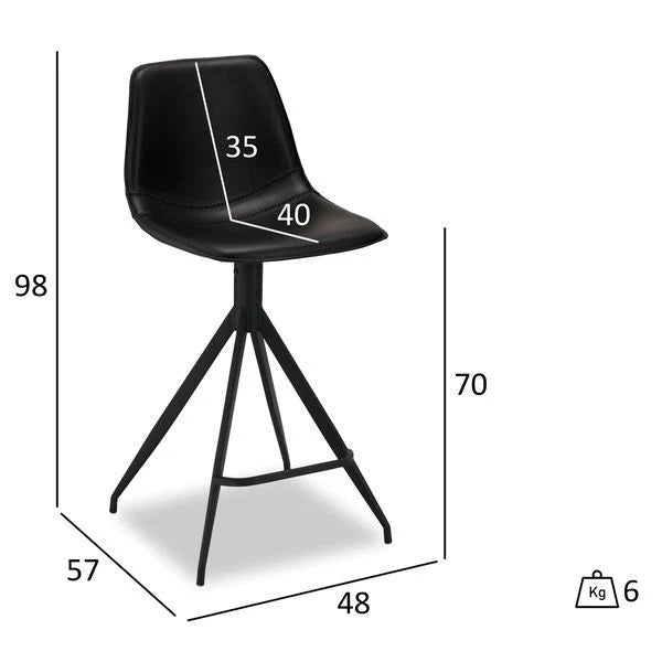 Furnhouse Isabel Barhocker 2er Set - Kunstleder Schwarz