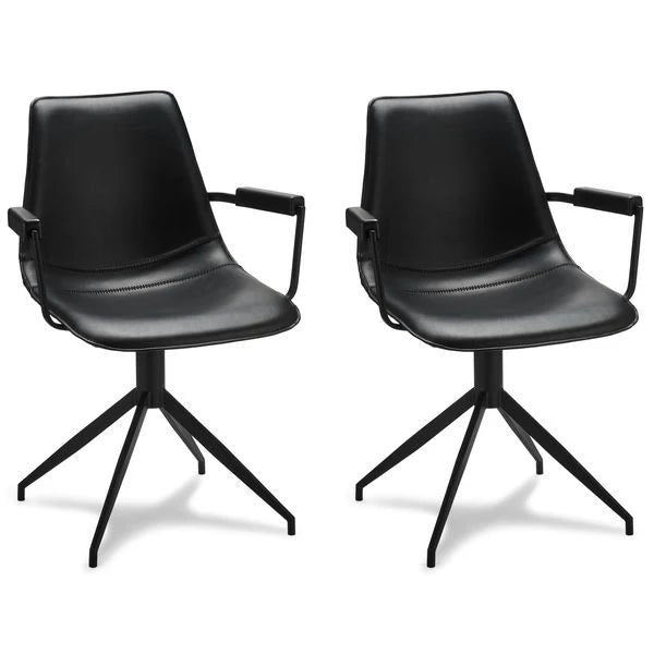 Furnhouse Isabel Esszimmerstühle mit Armlehne 2er Set - Drehbar, Kunstleder Schwarz