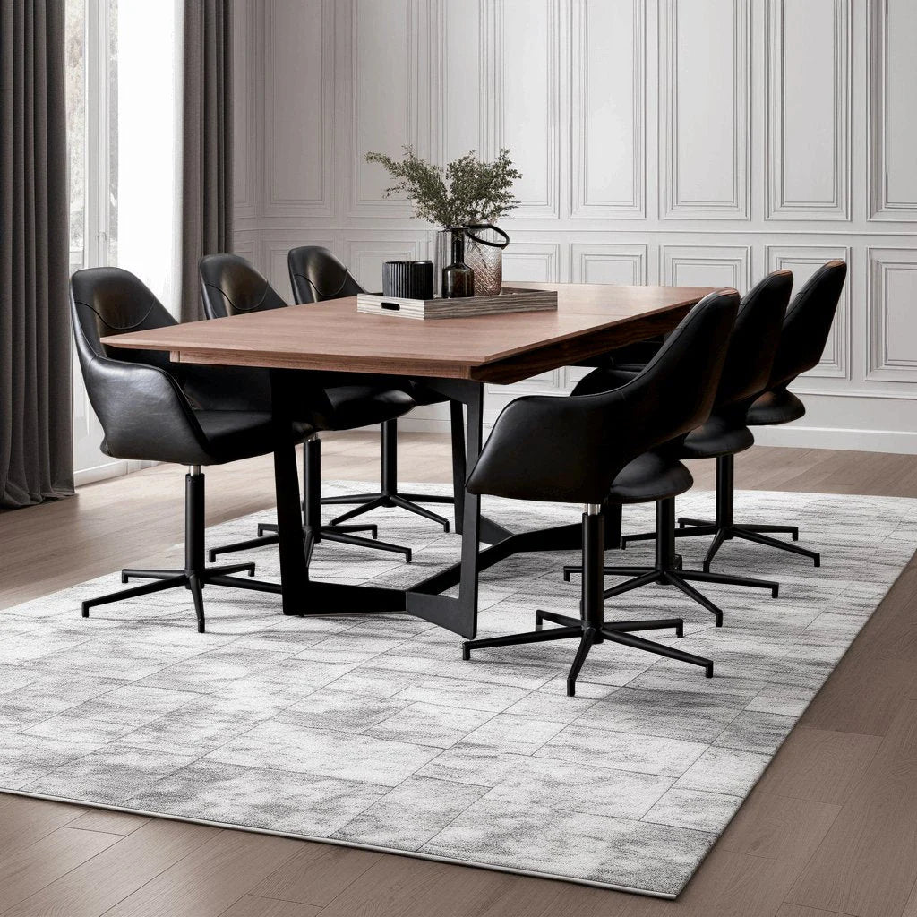 Furnhouse Luna Esszimmerstühle mit Armlehne 2er Set - Drehbar, Kunstleder Schwarz