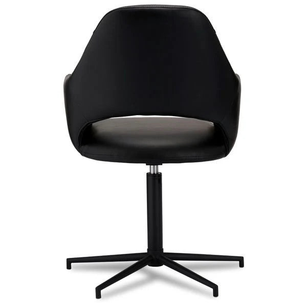 Furnhouse Luna Esszimmerstühle mit Armlehne 2er Set - Drehbar, Kunstleder Schwarz