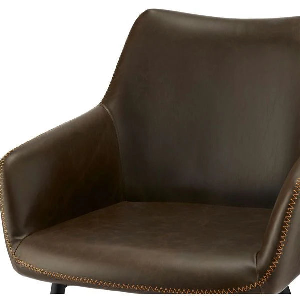 Furnhouse Maria Esszimmerstühle mit Armlehne 2er Set - Kunstleder Braun