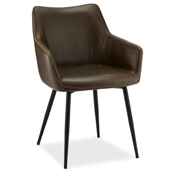 Furnhouse Maria Esszimmerstühle mit Armlehne 2er Set - Kunstleder Braun