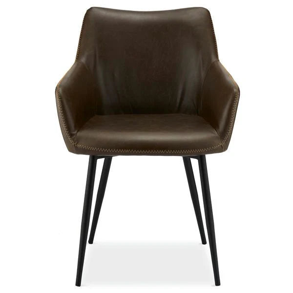 Furnhouse Maria Esszimmerstühle mit Armlehne 2er Set - Kunstleder Braun