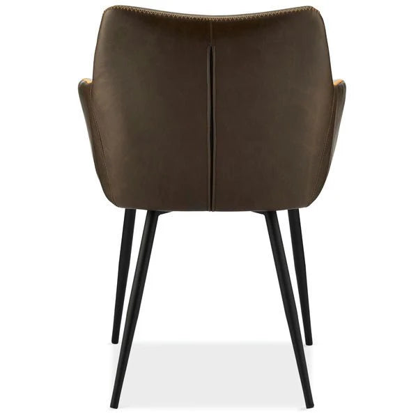 Furnhouse Maria Esszimmerstühle mit Armlehne 2er Set - Kunstleder Braun