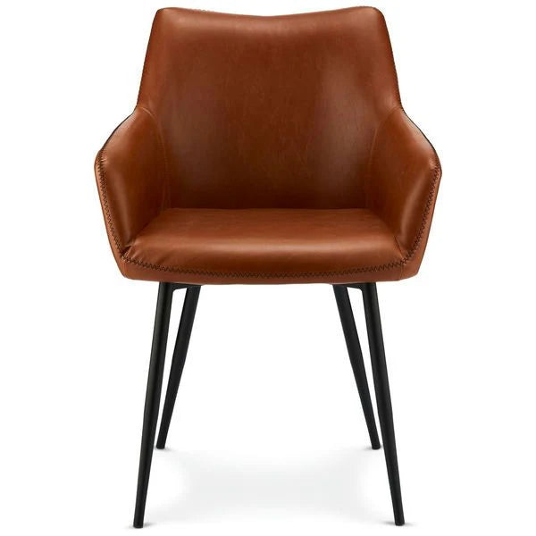 Furnhouse Maria Esszimmerstühle mit Armlehne 2er Set - Kunstleder Cognac Braun