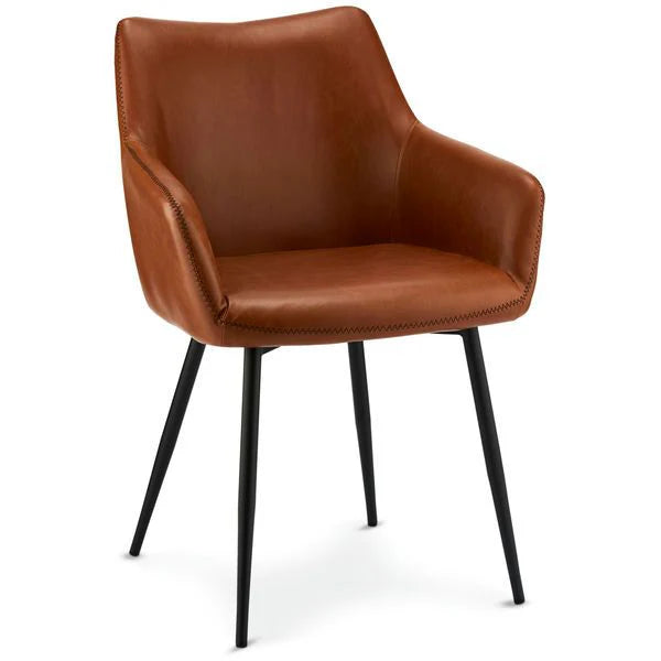 Furnhouse Maria Esszimmerstühle mit Armlehne 2er Set - Kunstleder Cognac Braun