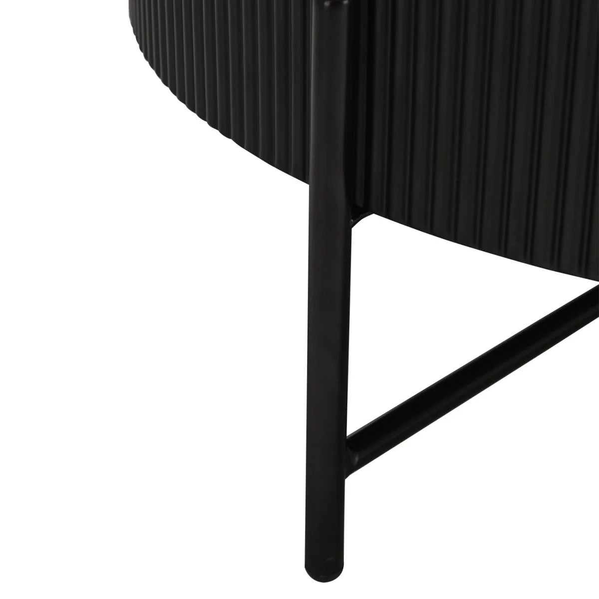 Furnhouse Milo Couchtisch Rund ø80 cm - Marmoroptik & Lamellenoptik Schwarz