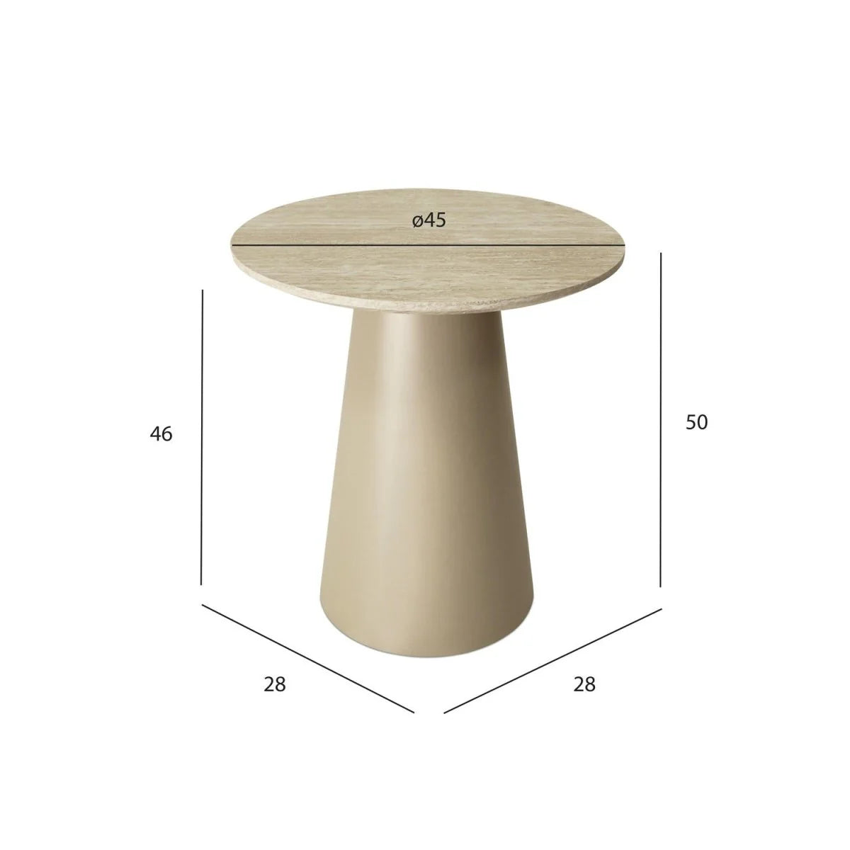 Furnhouse Tango Couchtisch Rund ø45 cm - Travertine-Optik Beige