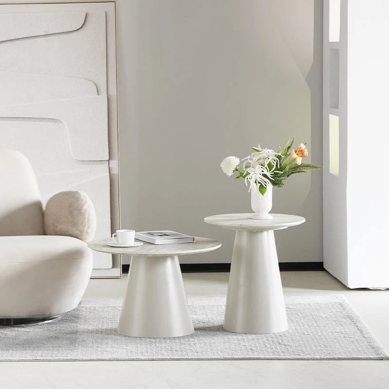 Furnhouse Tango Couchtisch Rund ø80 cm - Travertine-Optik Grau