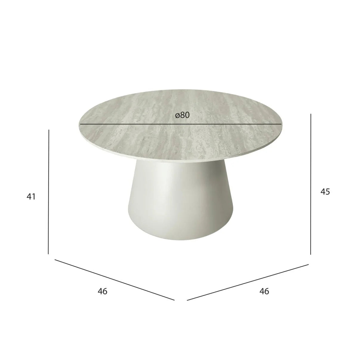 Furnhouse Tango Couchtisch Rund ø80 cm - Travertine-Optik Grau