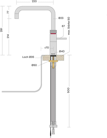 Quooker PRO3 &amp; CUBE | Fusion Square CHR (Verchromt glänzend) inkl. Würfelfilter