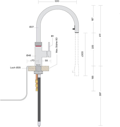 Quooker PRO3 &amp; CUBE | Flex RVS (Voll-Edelstahl) inkl. Würfelfilter