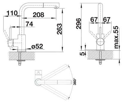 BLANCO MILA-S Küchenarmatur Herausziehbare Schlauchbrause – Keramikkartusche – Rückflussverhinderer – Wassersparend &amp; Trinkwassergeeignet