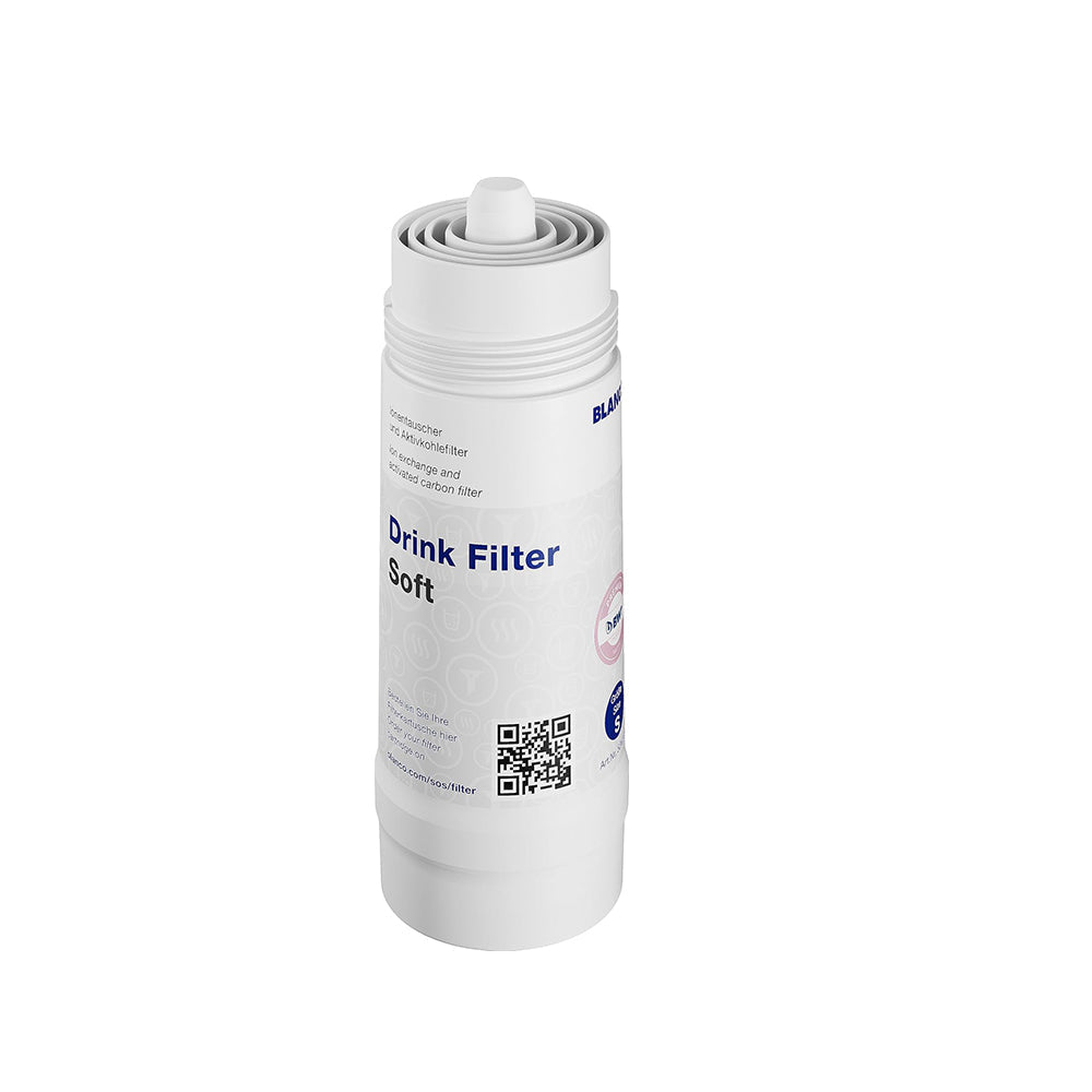 BLANCO Getränkefilter Soft S | Weniger Kalk, mehr Geschmack | Geeignet für: Drink.soda &amp; CHOICE.all | Anti-Kalk-Filterkartusche | Optimiert Trinkwasser | Filterkapazität: 670 Liter bei 12 °dTH 