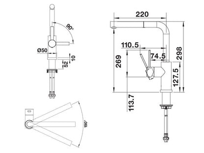 Blanco Lanora-SF 526180 Edelstahl Gebürstet Hochdruckarmatur