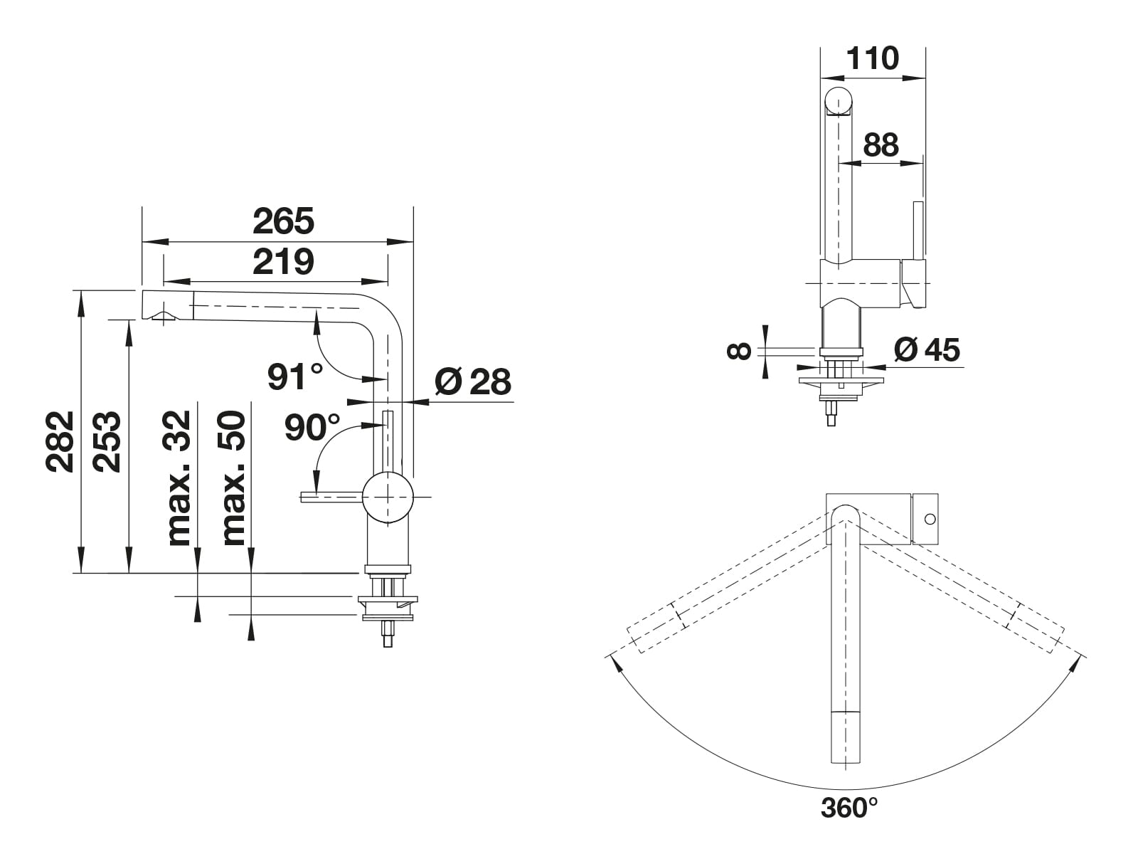 Blanco Linus Chrom 514020 Niederdruckarmatur