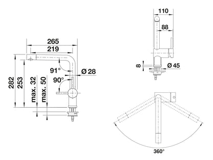 Blanco Linus Chrom 514020 Niederdruckarmatur
