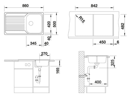 Blanco Tipo 45 S 526335 Edelstahlspüle Naturfinish-5 Jahre Garantie