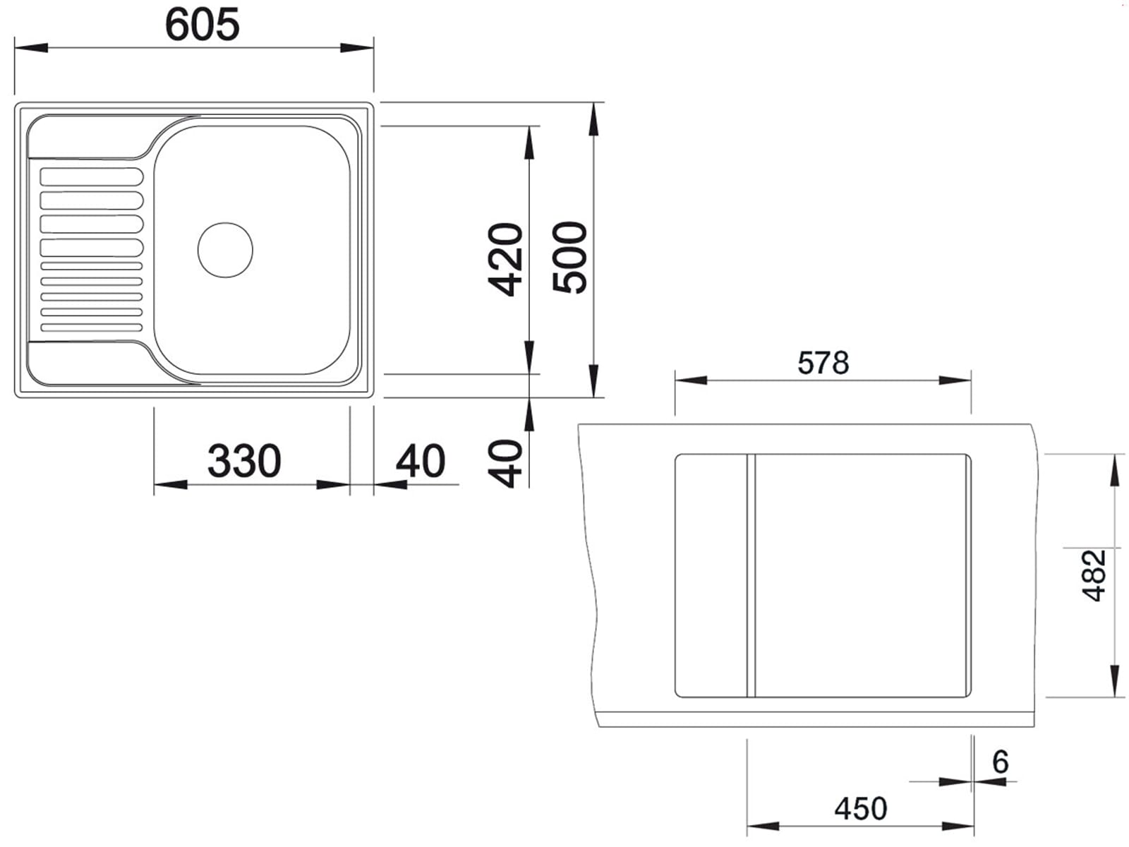 Blanco Tipo 45 S Mini Edelstahlspüle Naturfinish-5 Jahre Garantie