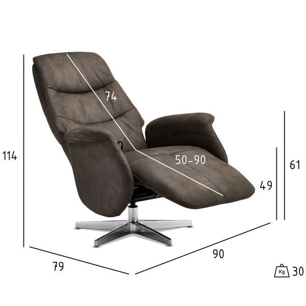 Furnhouse Delta Manueller Relaxsessel - Stoffbezug Taupe Grau