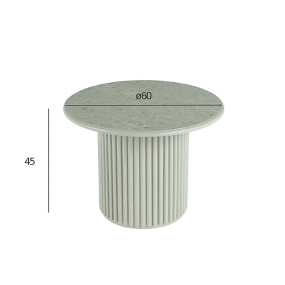 Furnhouse Easy Couchtisch Rund ø60 cm - Marmoroptik & Lamellenoptik Grau