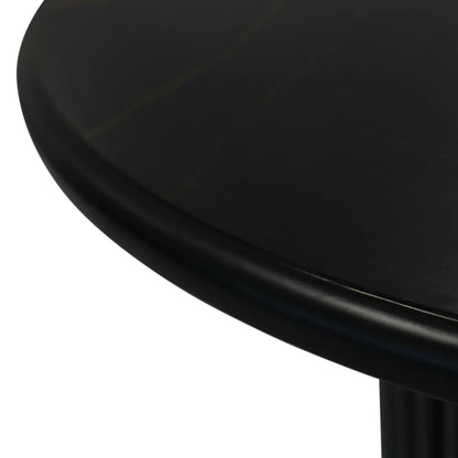 Furnhouse Easy Couchtisch Rund ø80 cm - Marmoroptik & Lamellenoptik Schwarz