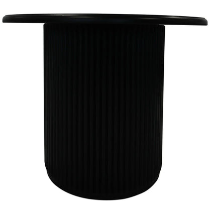 Furnhouse Easy Couchtisch Rund ø80 cm - Marmoroptik & Lamellenoptik Schwarz