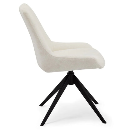 Furnhouse Helena Esszimmerstühle 2er Set - Drehbar, Bouclé-Stoff Weiß