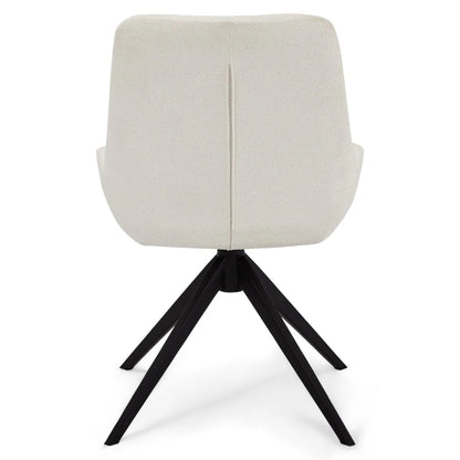 Furnhouse Helena Esszimmerstühle 2er Set - Drehbar, Bouclé-Stoff Weiß