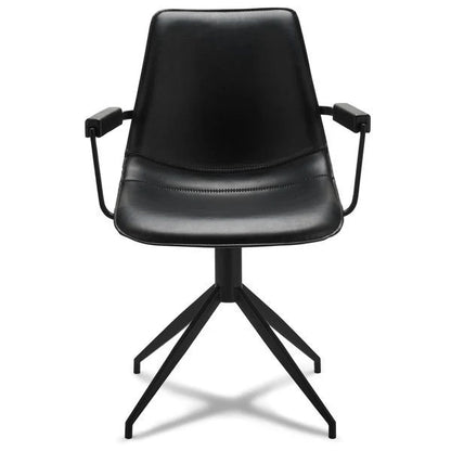 Furnhouse Isabel Esszimmerstühle mit Armlehne 2er Set - Drehbar, Kunstleder Schwarz