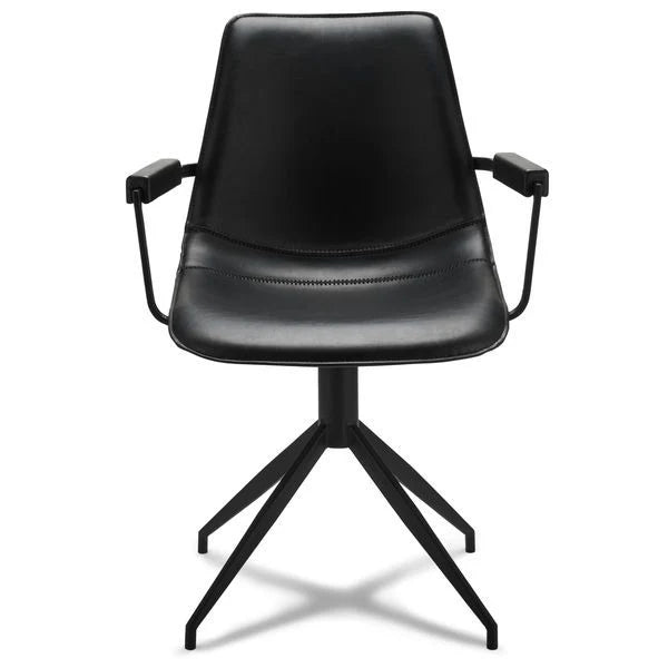 Furnhouse Isabel Esszimmerstühle mit Armlehne 2er Set - Drehbar, Kunstleder Schwarz