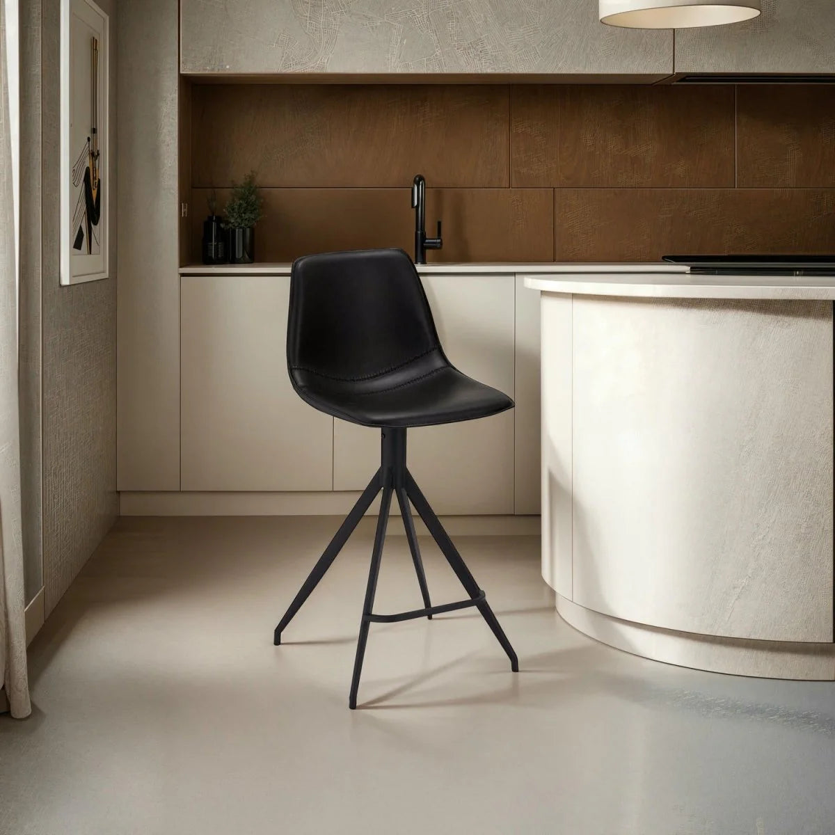 Furnhouse Isabel Barhocker 2er Set - Kunstleder Schwarz