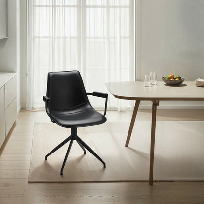 Furnhouse Isabel Esszimmerstühle mit Armlehne 2er Set - Drehbar, Kunstleder Schwarz