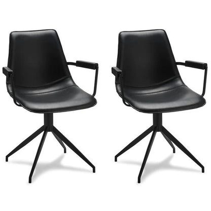 Furnhouse Isabel Esszimmerstühle mit Armlehne 2er Set - Drehbar, Kunstleder Schwarz