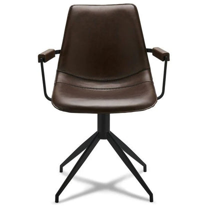 Furnhouse Isabel Esszimmerstühle mit Armlehne 2er Set - Drehbar, Kunstleder Braun