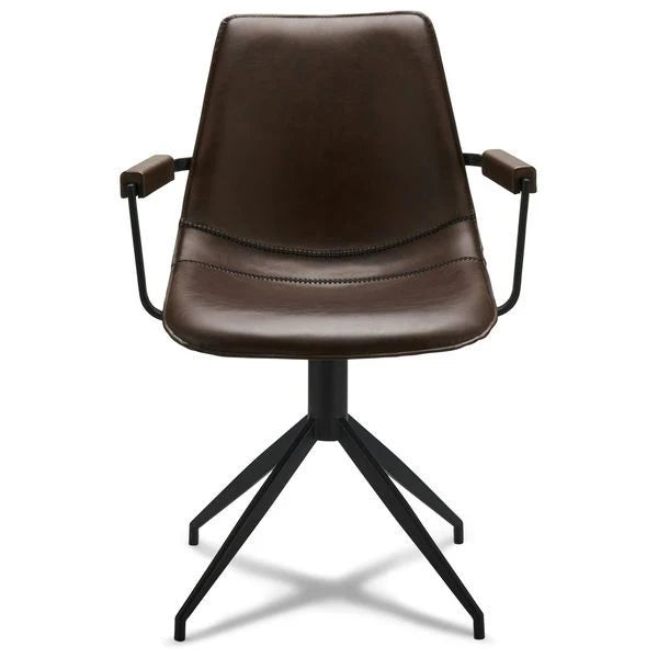 Furnhouse Isabel Esszimmerstühle mit Armlehne 2er Set - Drehbar, Kunstleder Braun