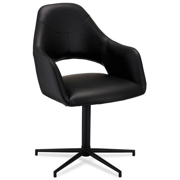 Furnhouse Luna Esszimmerstühle mit Armlehne 2er Set - Drehbar, Kunstleder Schwarz