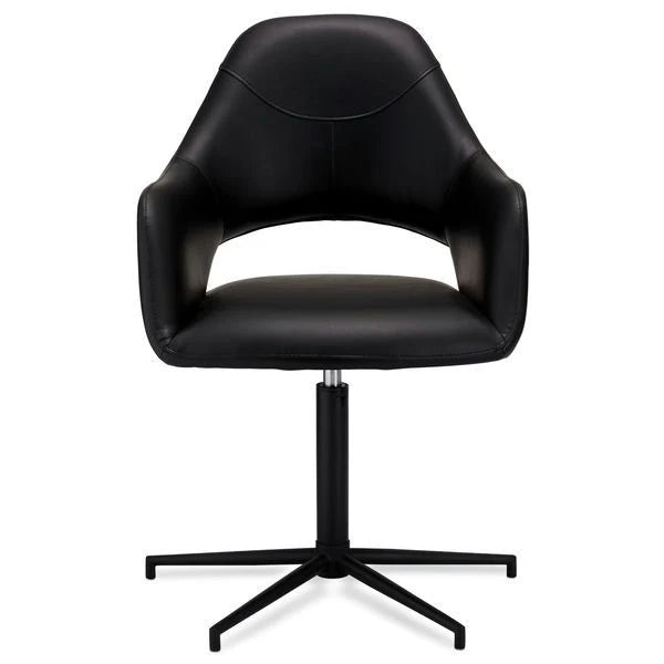 Furnhouse Luna Esszimmerstühle mit Armlehne 2er Set - Drehbar, Kunstleder Schwarz