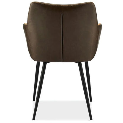 Furnhouse Maria Esszimmerstühle mit Armlehne 2er Set - Kunstleder Braun